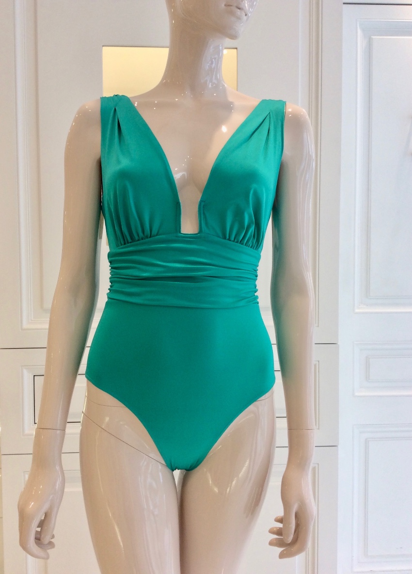 Nicole Olivier Emerald Green Couture One-Piece Swimsuit Size M polyamide/elastane