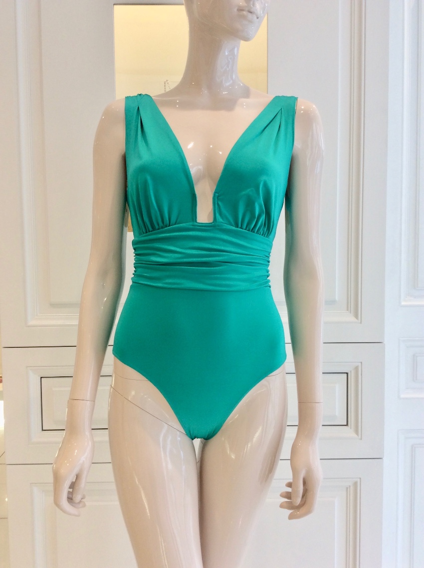 Nicole Olivier Emerald Green Couture One-Piece Swimsuit Size M polyamide/elastane