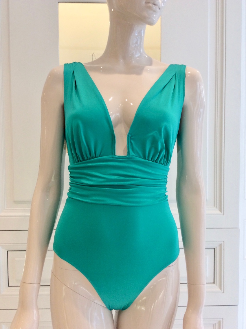 Nicole Olivier Emerald Green Couture One-Piece Swimsuit Size M polyamide/elastane