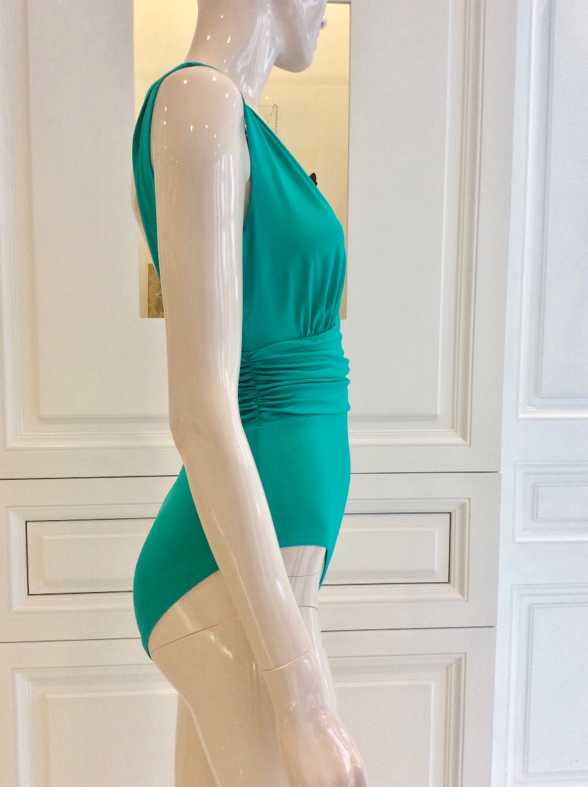 Nicole Olivier Emerald Green Couture One-Piece Swimsuit Size M polyamide/elastane