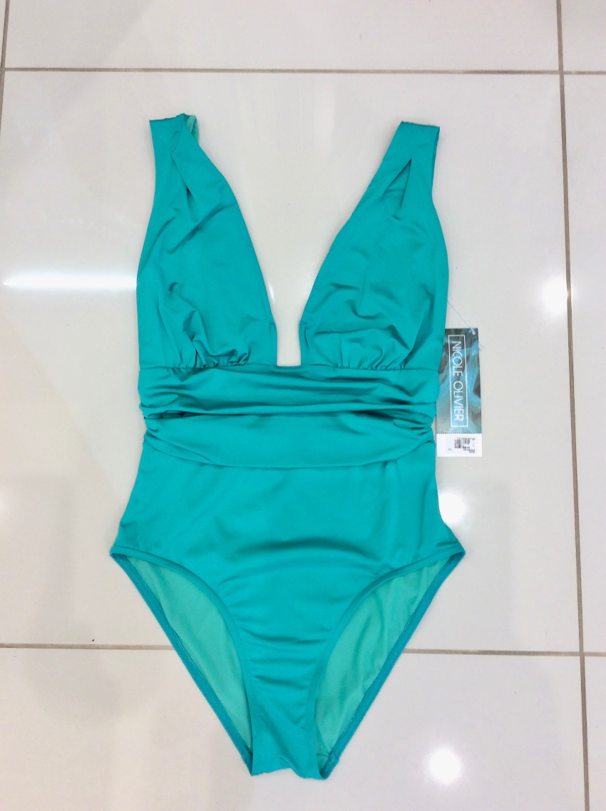 Nicole Olivier Emerald Green Couture One-Piece Swimsuit Size M polyamide/elastane