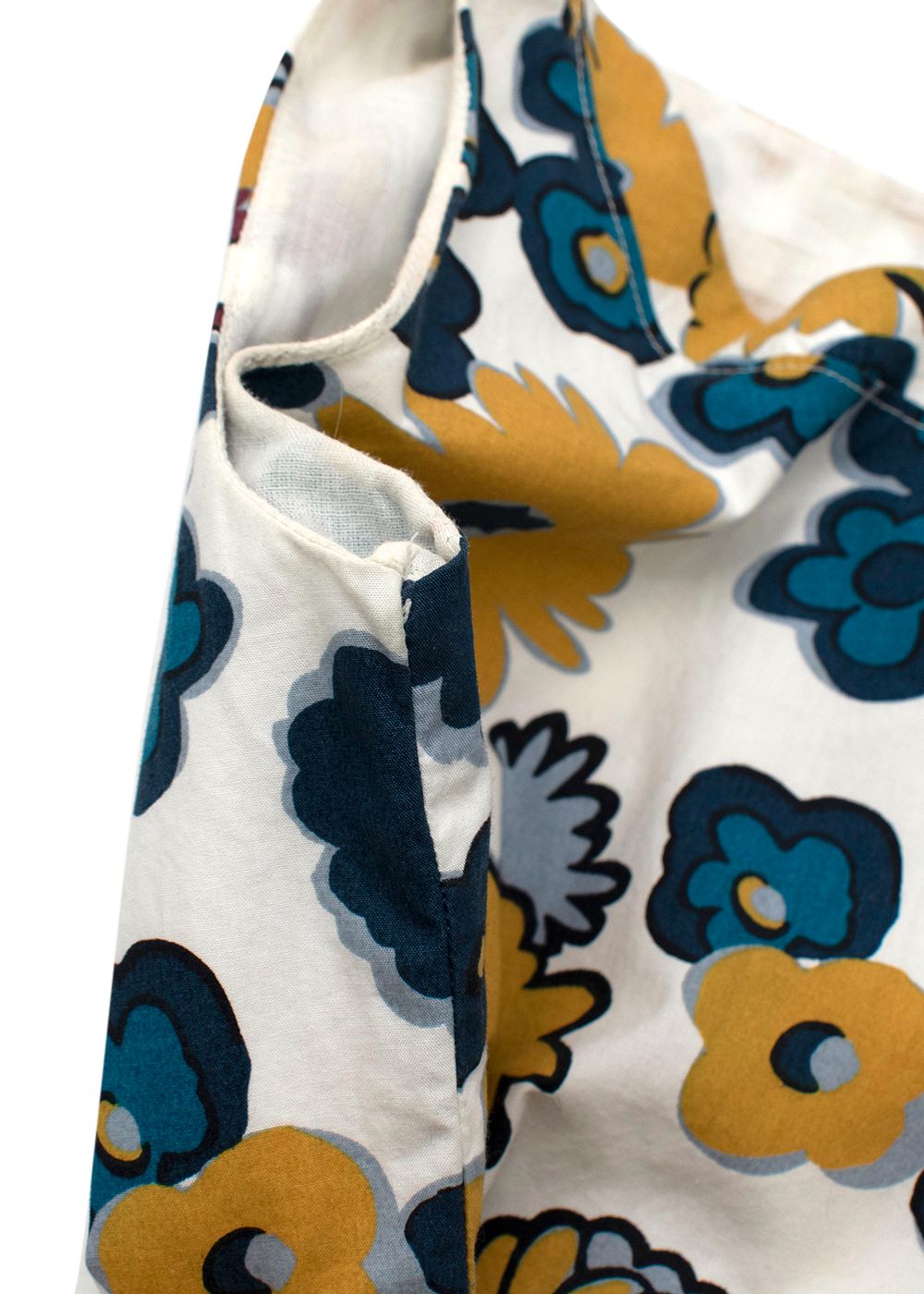 Boys Preowned Bonpoint Kids 10Y Ivory Blue  Yellow Flower Print Dress Size 10 Years + Multicolour cotton