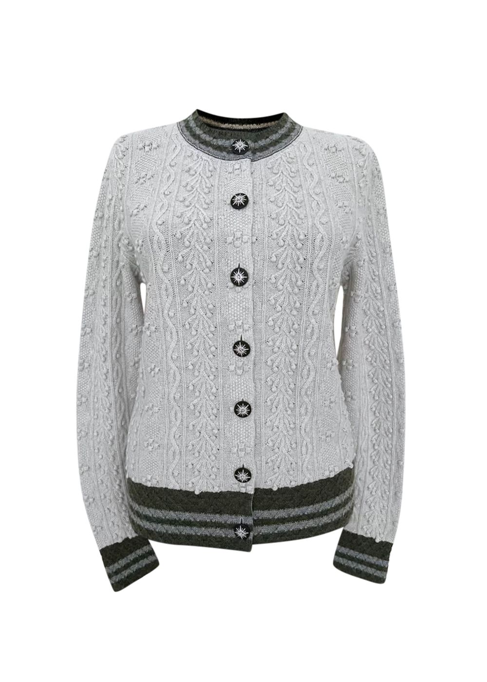 Preowned Chanel Grey Cable Knit Cashmere Cardigan Size M