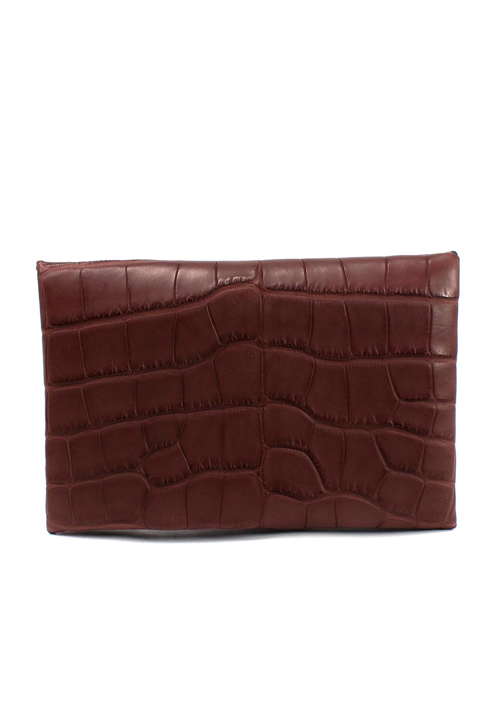 Hermes Burgundy Alligator Calvi Card Holder crocodile leather hardware-/palladium plated