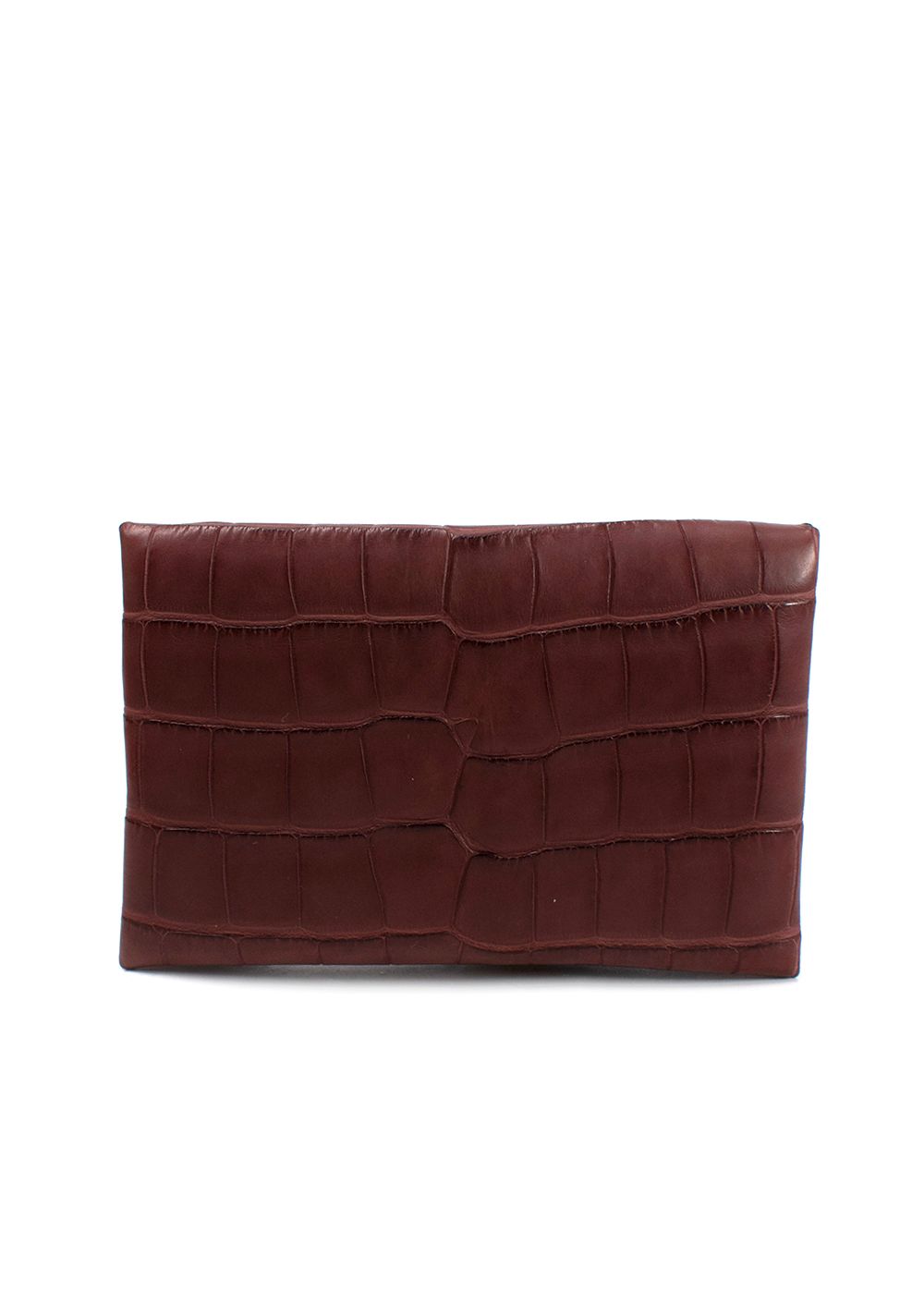 Hermes Burgundy Alligator Calvi Card Holder crocodile leather hardware-/palladium plated