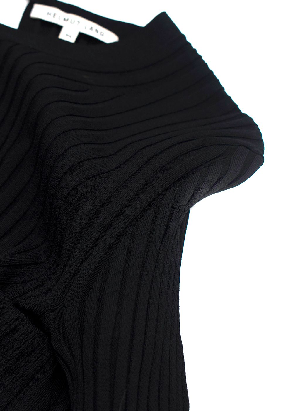 Helmut Lang Black Ribbed Bow Detail Backless Top Size XS viscose/polyester