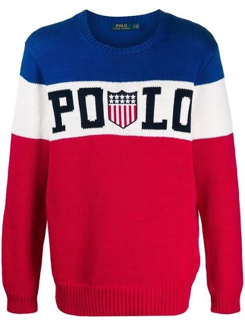 Men's Ralph Lauren Polo USA Flag Sweater Size M Red cotton