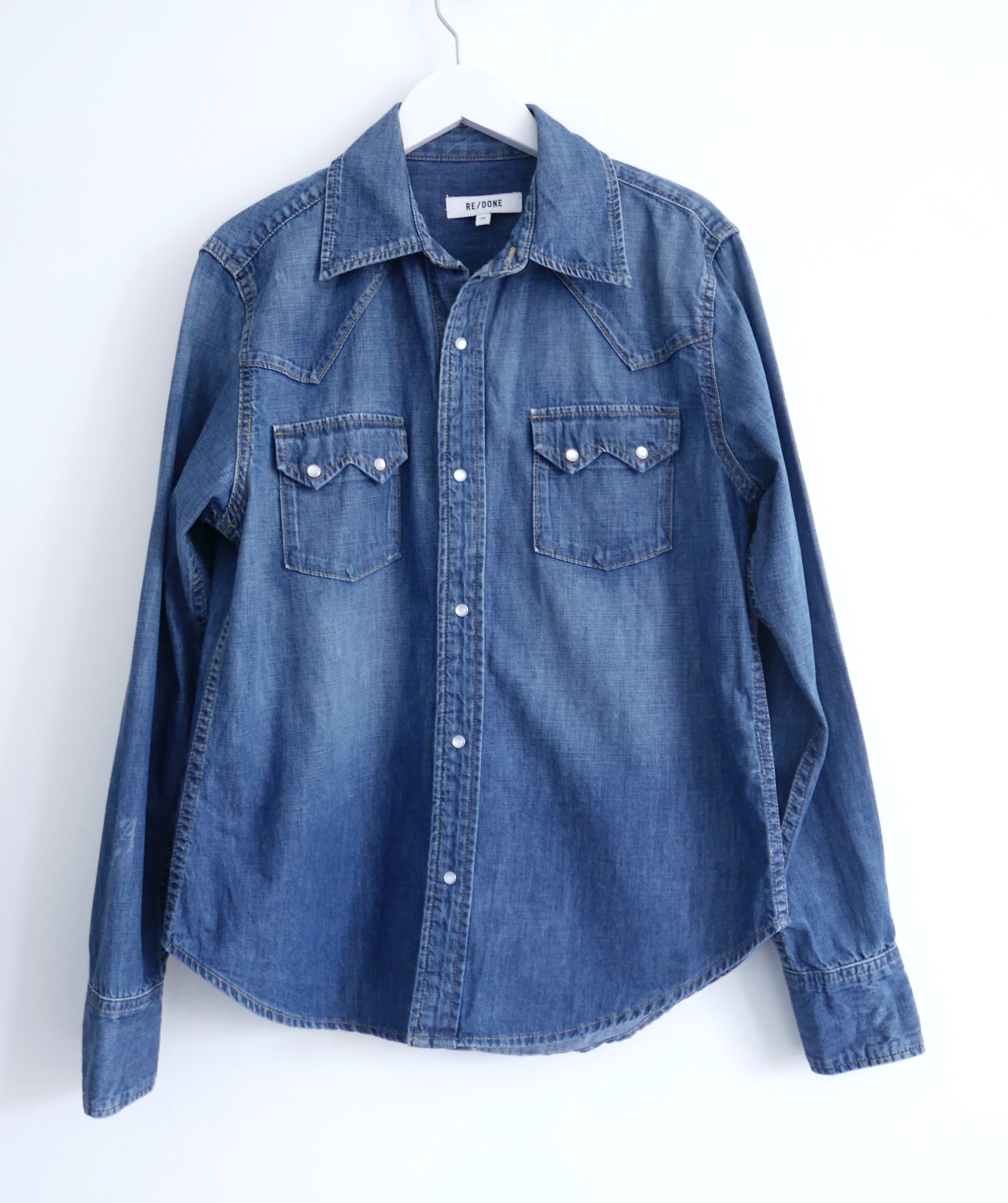 Re/Done Western Denim Shirt Size XS blue