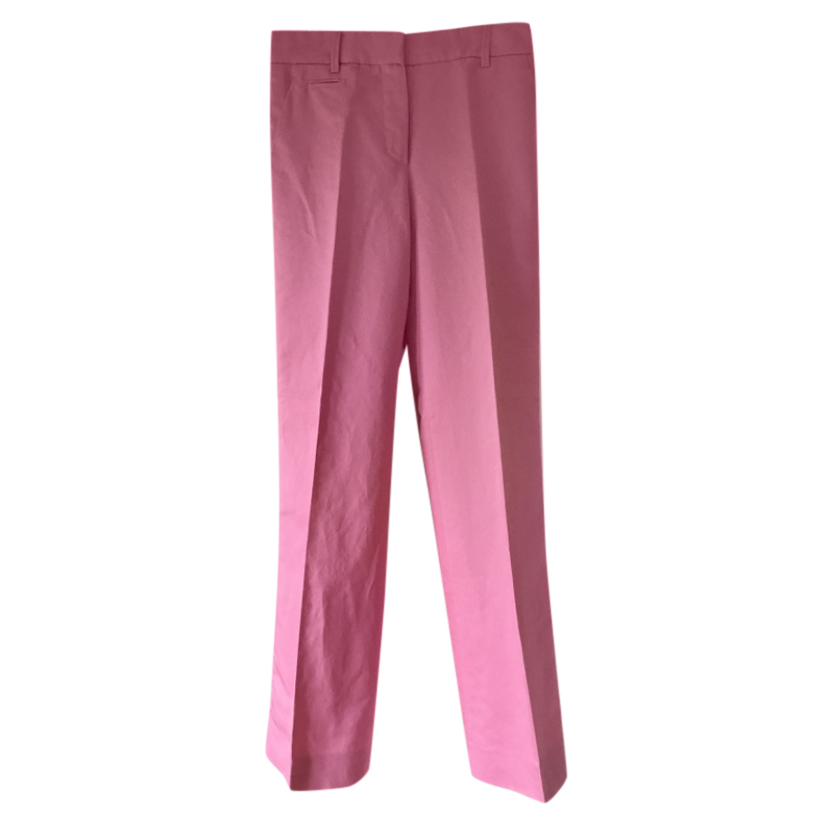 Preowned Louis Vuitton Pink Satin Woven Pants Size S cotton