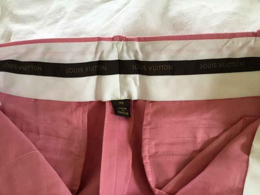 Preowned Louis Vuitton Pink Satin Woven Pants Size S cotton