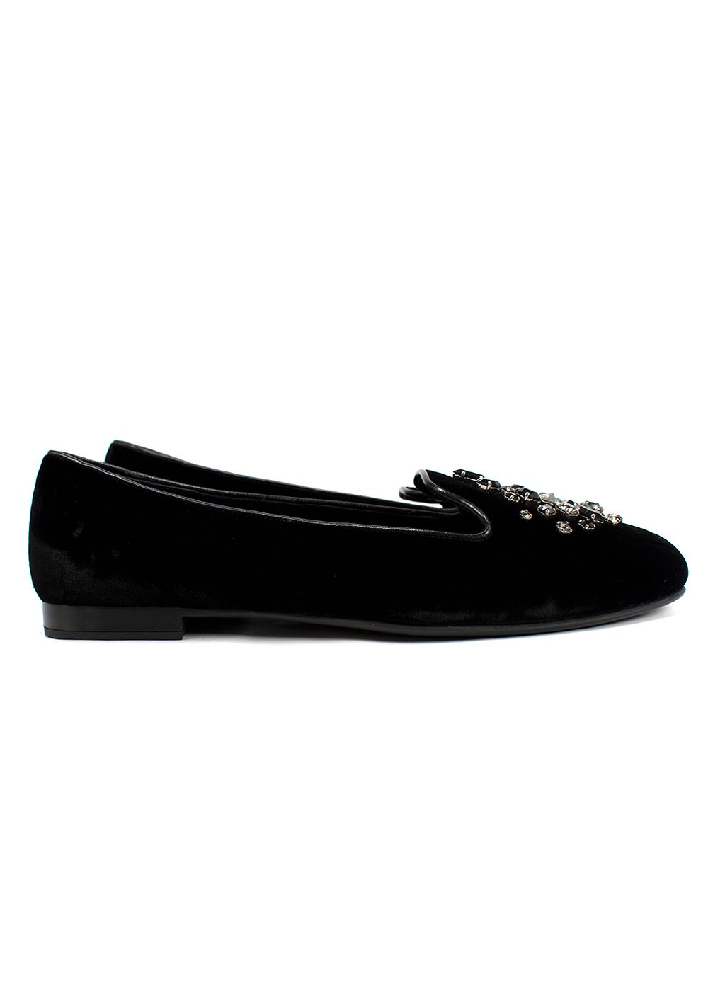 Church's Black Velvet Crystal Embellished Loafers Size 395