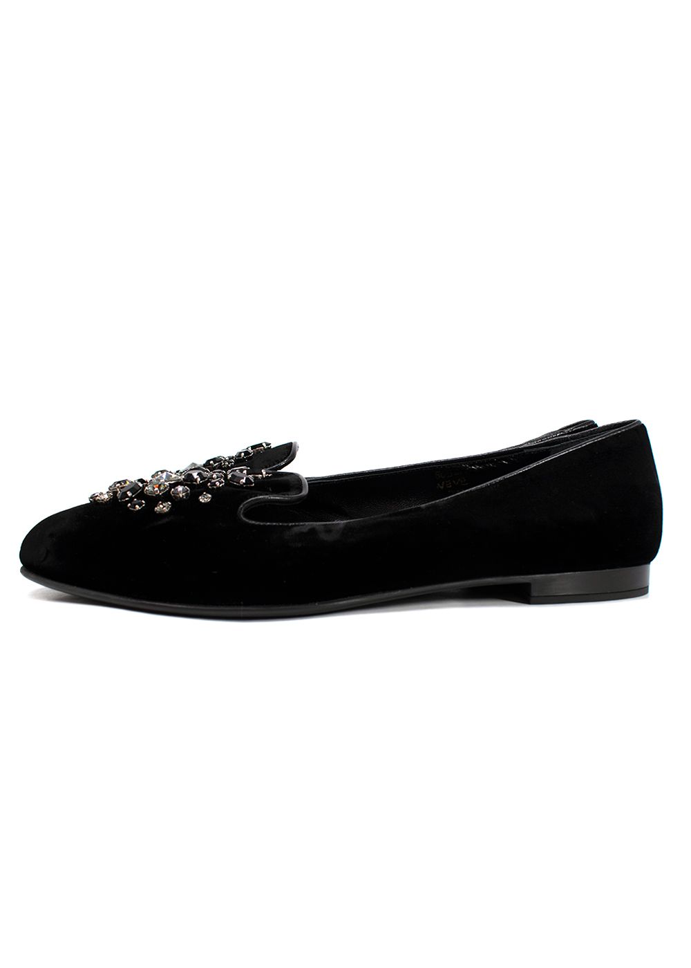 Church's Black Velvet Crystal Embellished Loafers Size 395