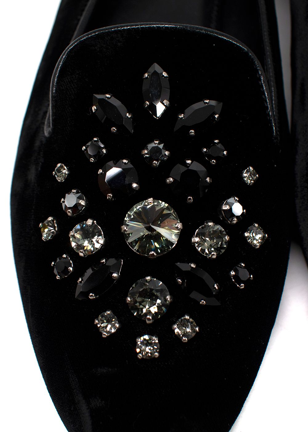 Church's Black Velvet Crystal Embellished Loafers Size 395