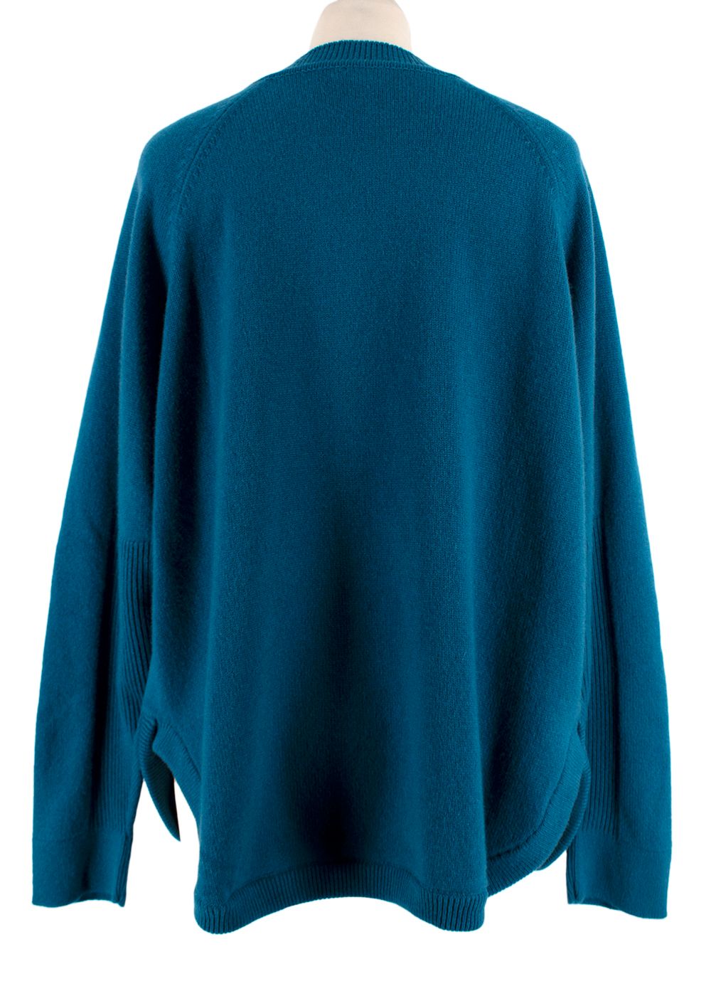 Hermes Teal V-Neck Cashmere Jumper Size S