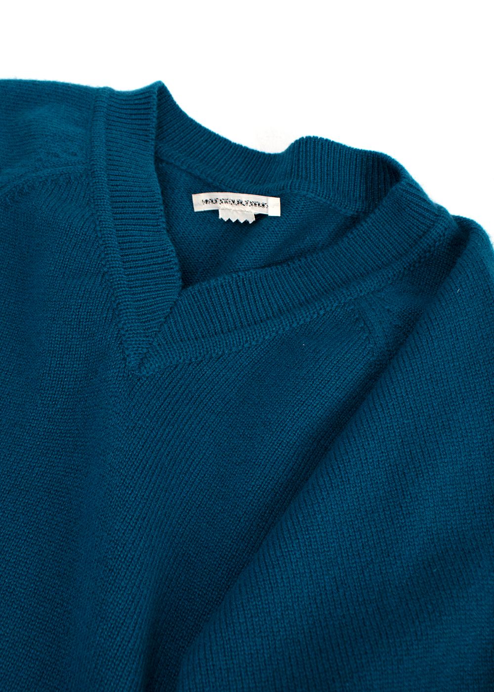 Hermes Teal V-Neck Cashmere Jumper Size S