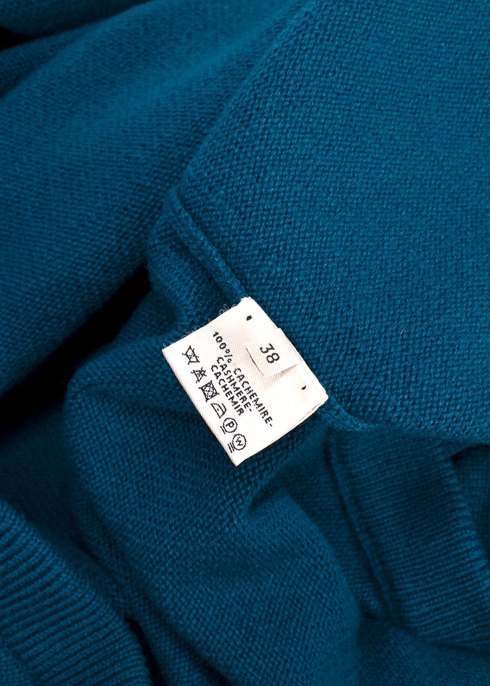 Hermes Teal V-Neck Cashmere Jumper Size S