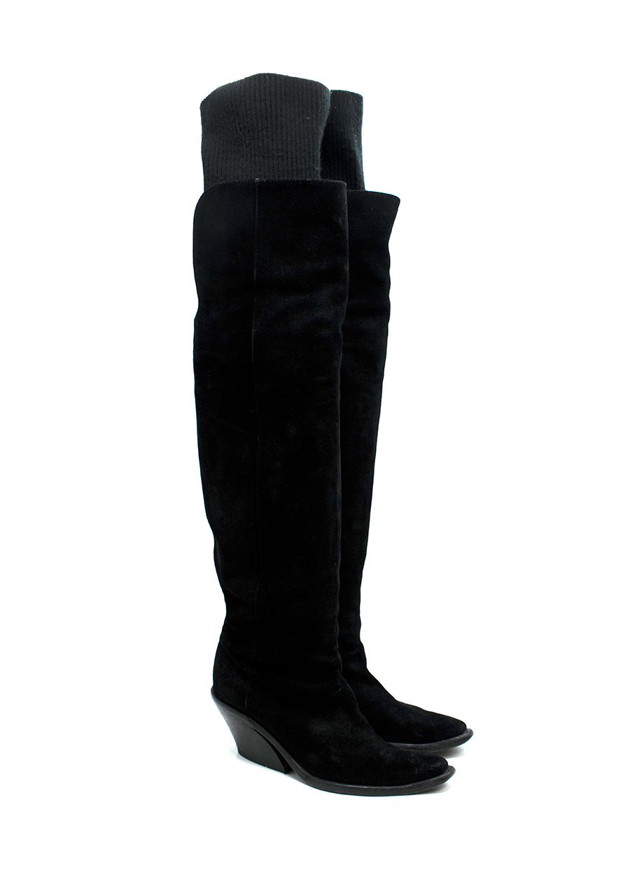 Givenchy Suede Sock Over the Knee Western Boots Size 395