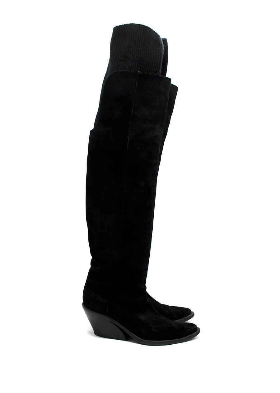 Givenchy Suede Sock Over the Knee Western Boots Size 395