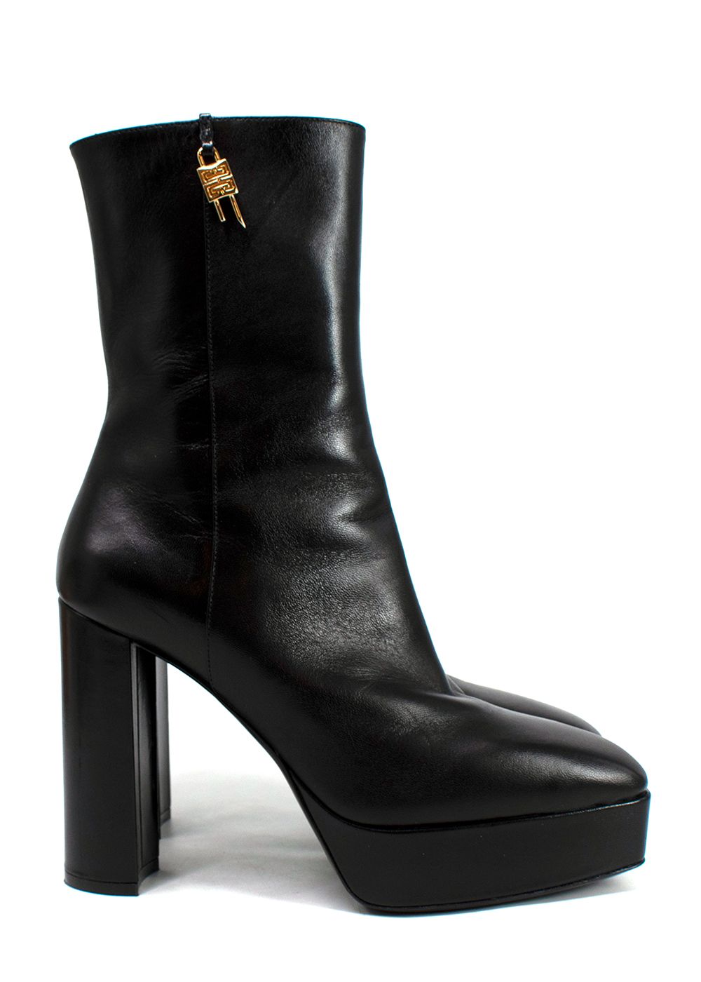 Givenchy Black Leather G-Lock Platform Boots 115 Size 375