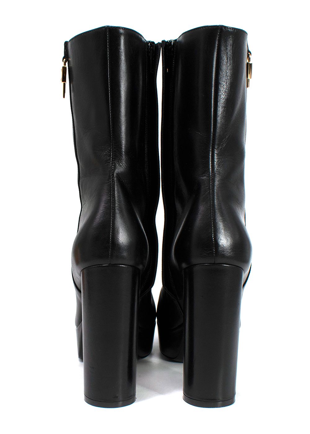 Givenchy Black Leather G-Lock Platform Boots 115 Size 375