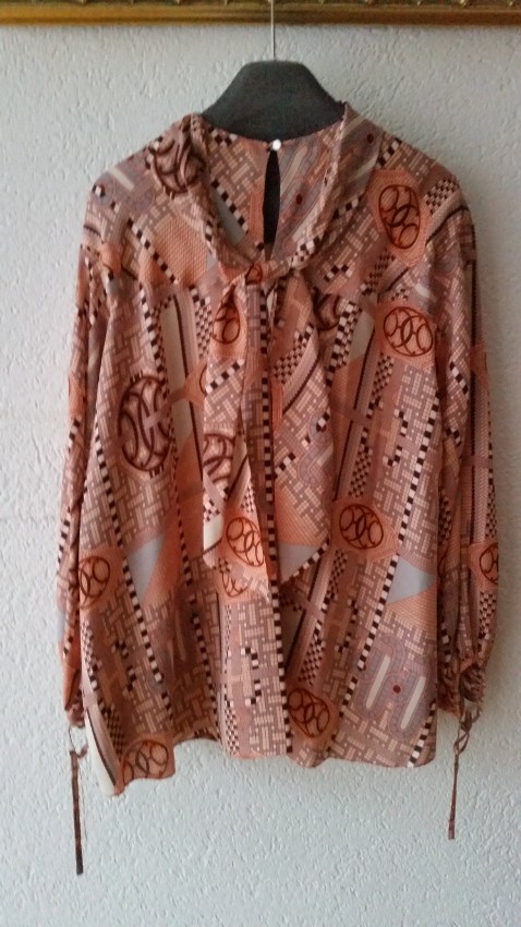 Hermes Aunage Mosaique Print Orange Neon Silk Blouse Size XS Multi-Coloured / Stripes