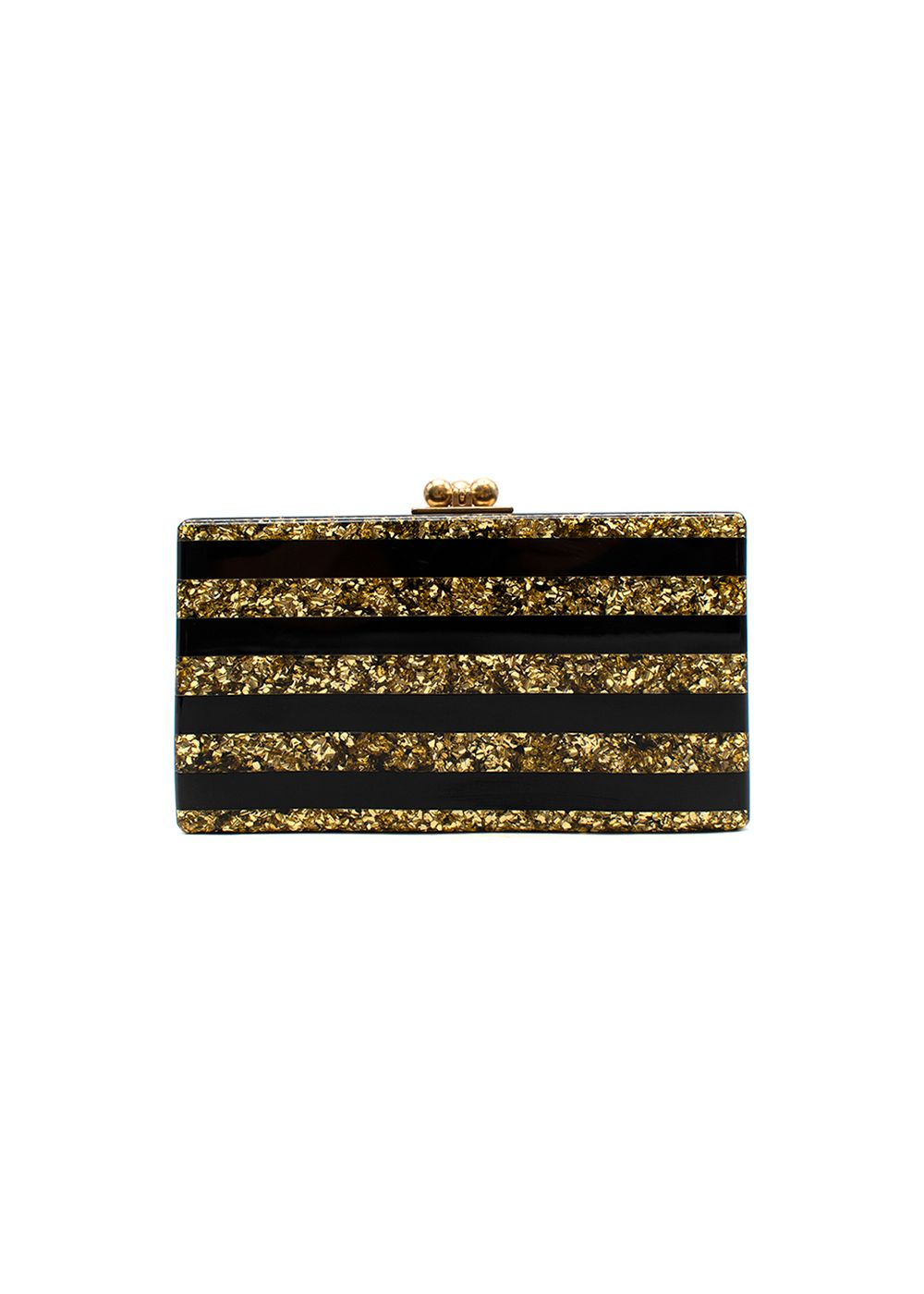 Preowned Edie Parker Black  Gold Acrylic Clutch