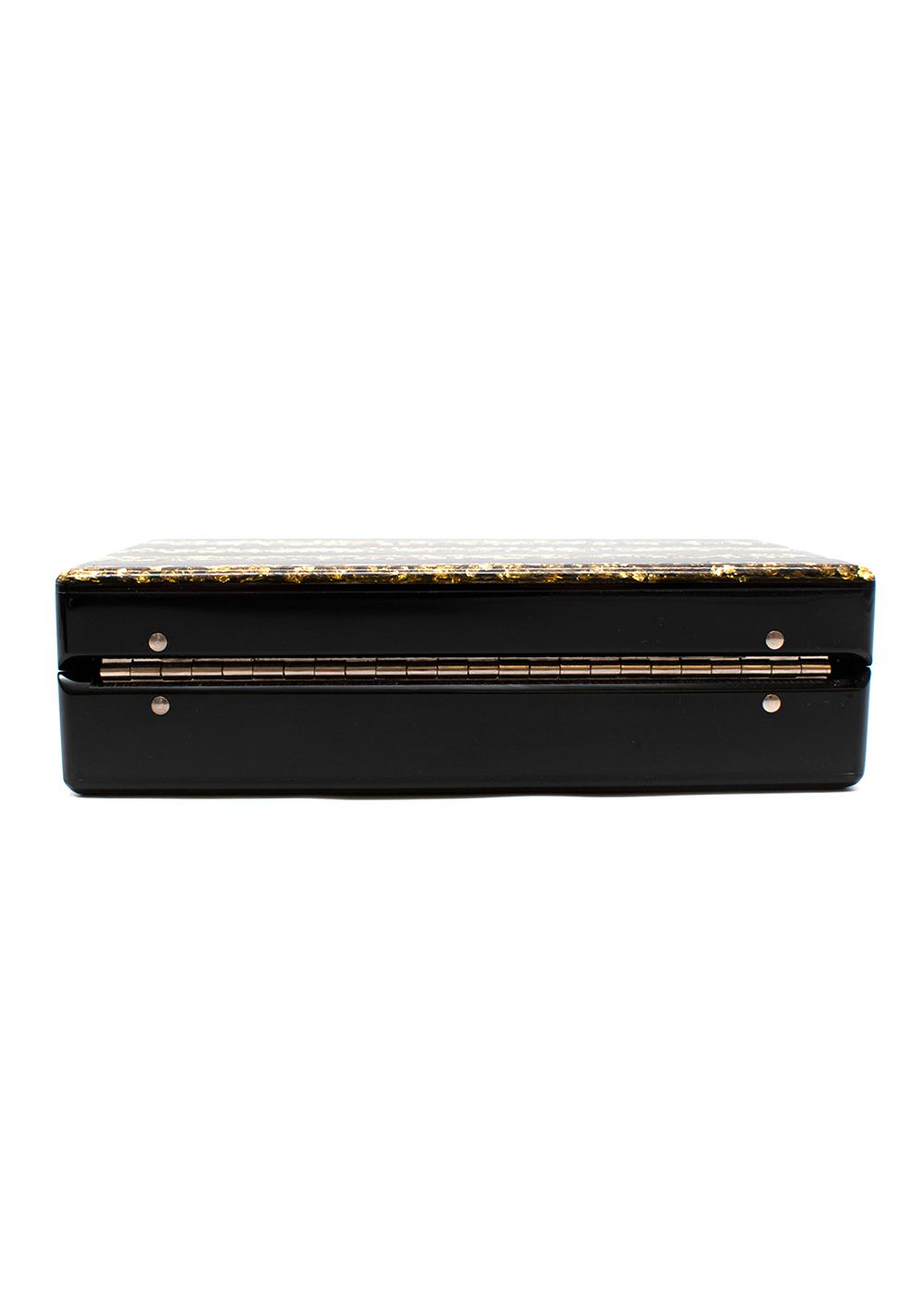 Preowned Edie Parker Black  Gold Acrylic Clutch