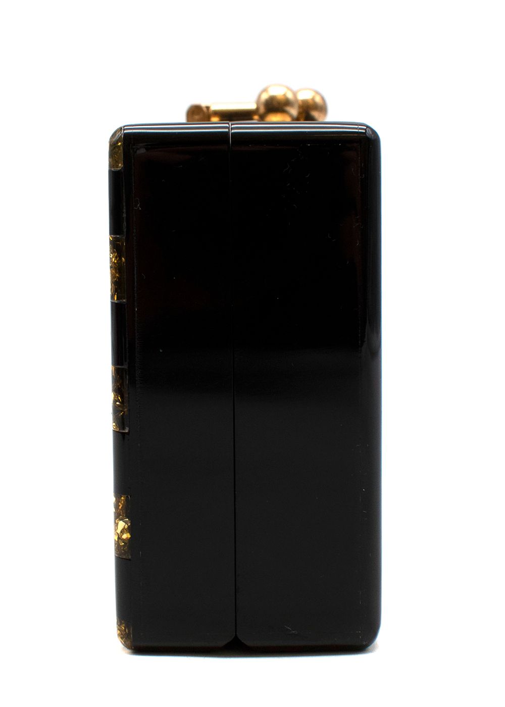 Preowned Edie Parker Black  Gold Acrylic Clutch