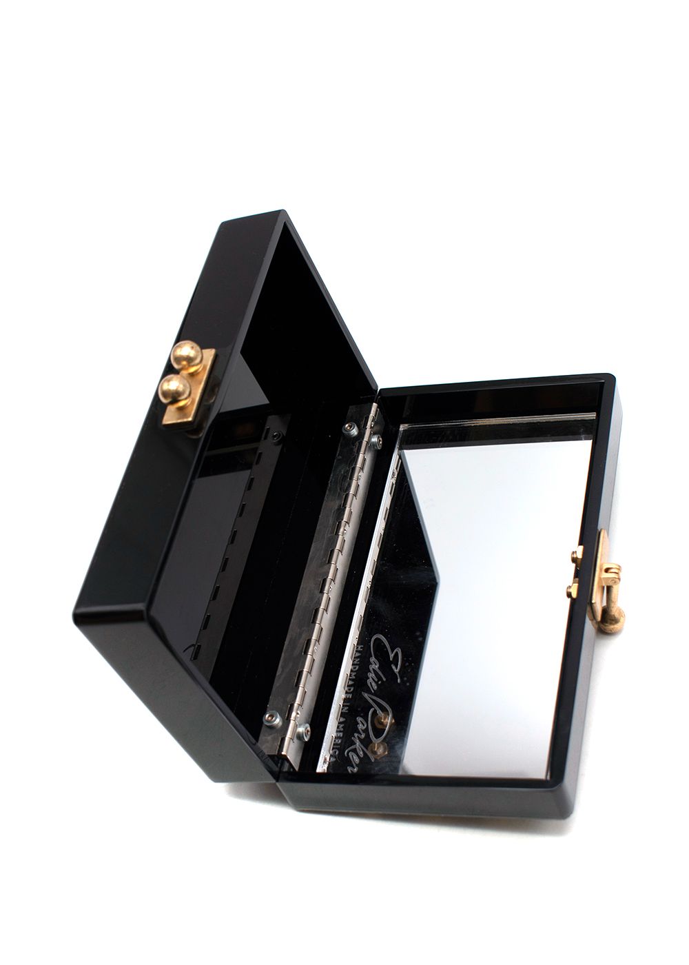 Preowned Edie Parker Black  Gold Acrylic Clutch