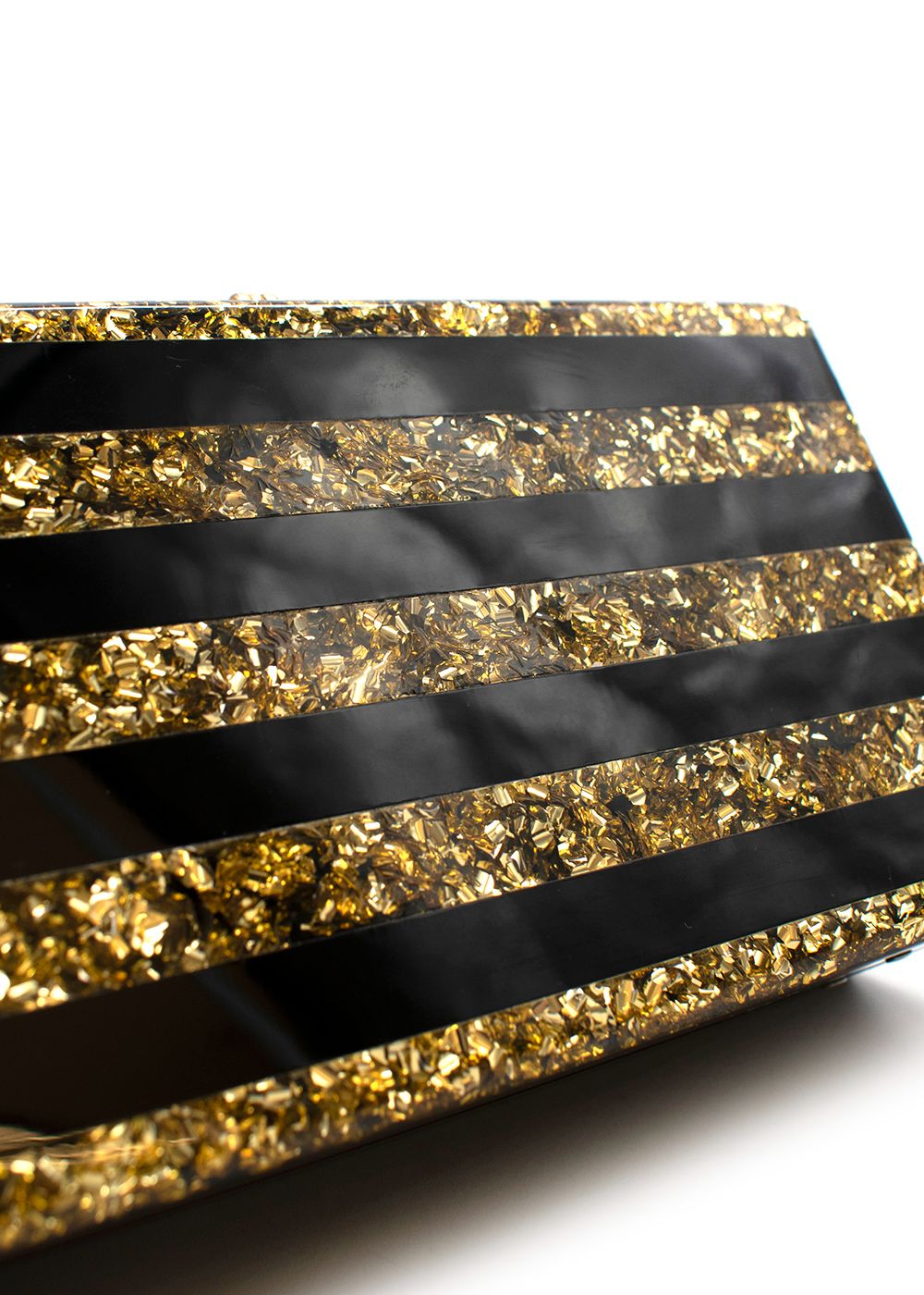 Preowned Edie Parker Black  Gold Acrylic Clutch