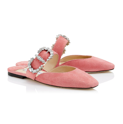 Preowned Jimmy Choo Candyfloss Suede Gee Flats Size 375 Pink