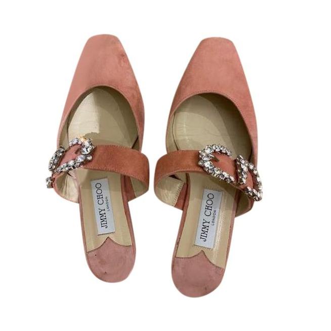 Preowned Jimmy Choo Candyfloss Suede Gee Flats Size 375 Pink