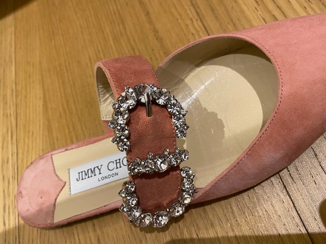 Preowned Jimmy Choo Candyfloss Suede Gee Flats Size 375 Pink