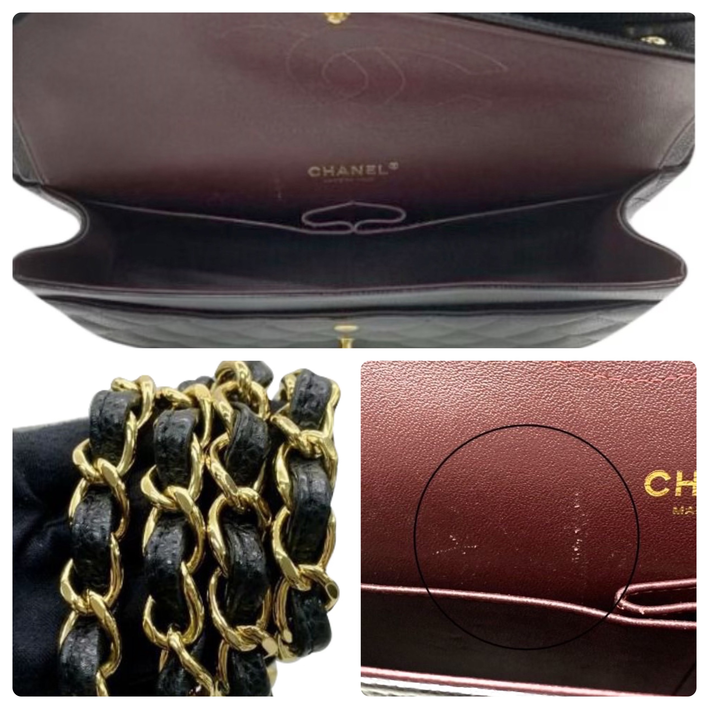 Preowned Chanel Black Caviar Leather Jumbo Double Flap Bag