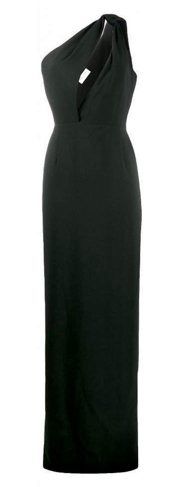 Saint Laurent Black One Shoulder Maxi Dress Size M acetate/viscose/silk