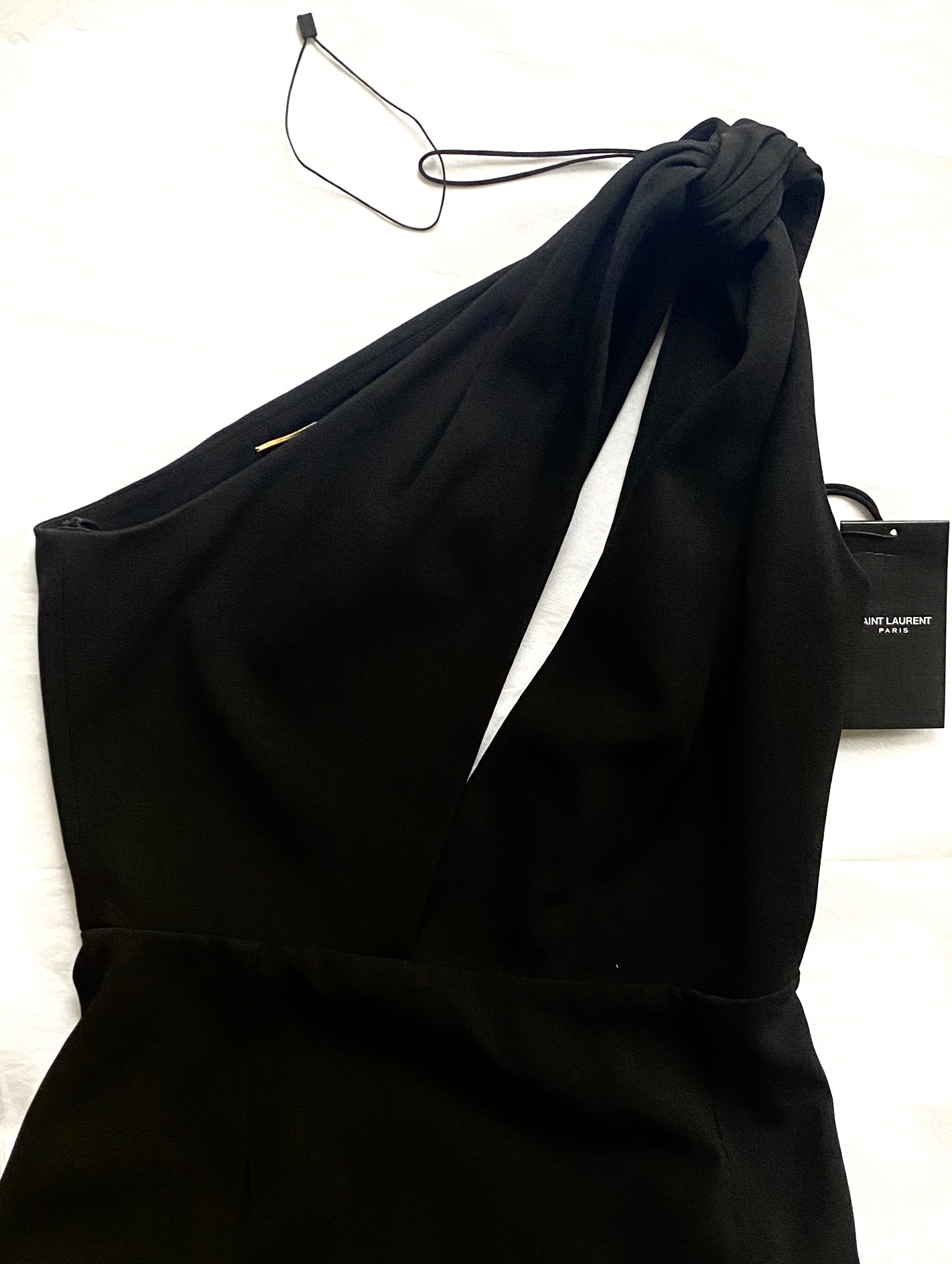 Saint Laurent Black One Shoulder Maxi Dress Size M acetate/viscose/silk