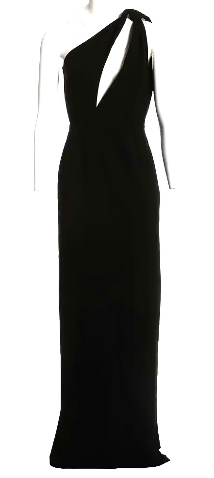 Saint Laurent Black One Shoulder Maxi Dress Size M acetate/viscose/silk