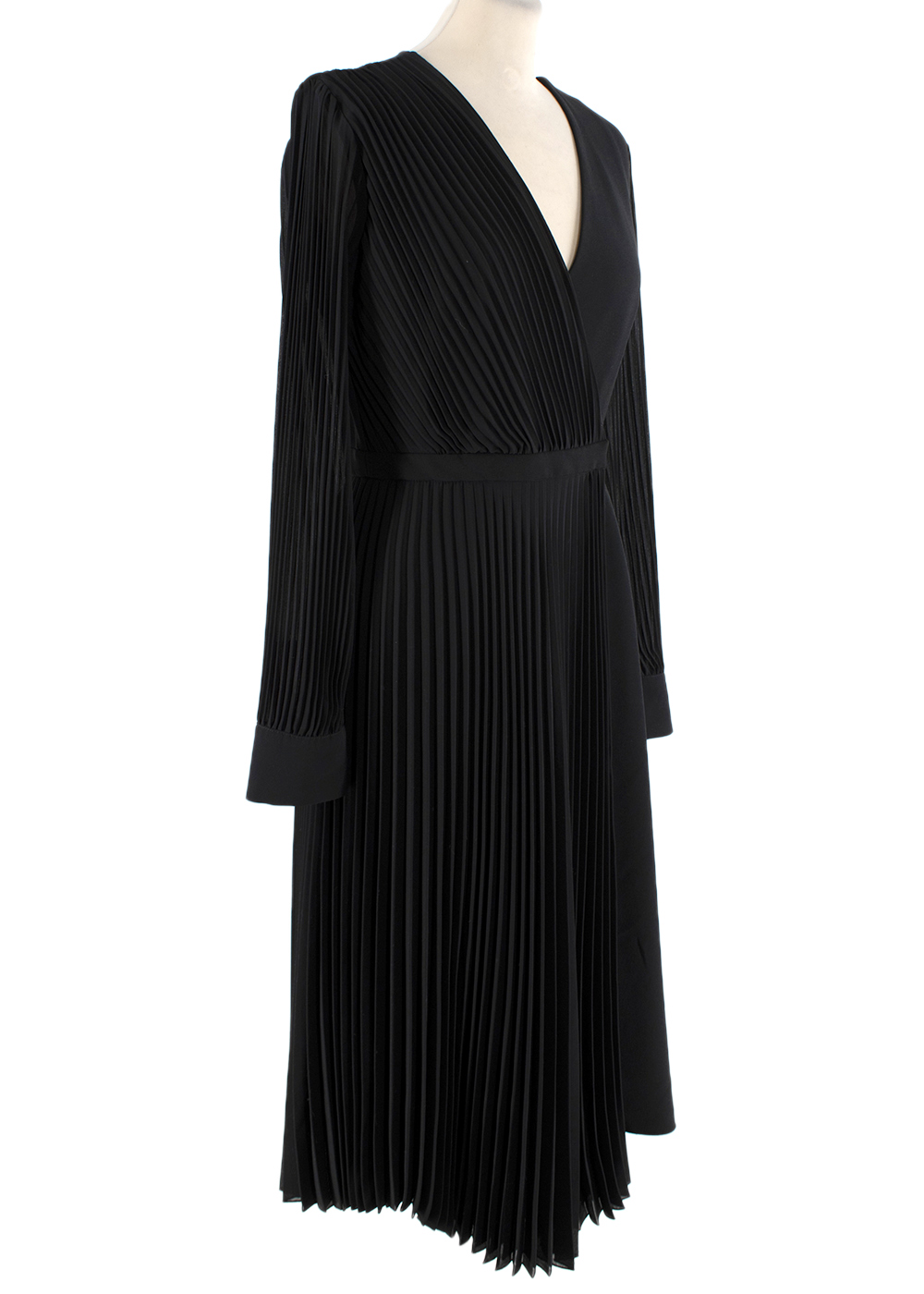 Beatrice B Black Crepe Pleated Dress Size S polyester