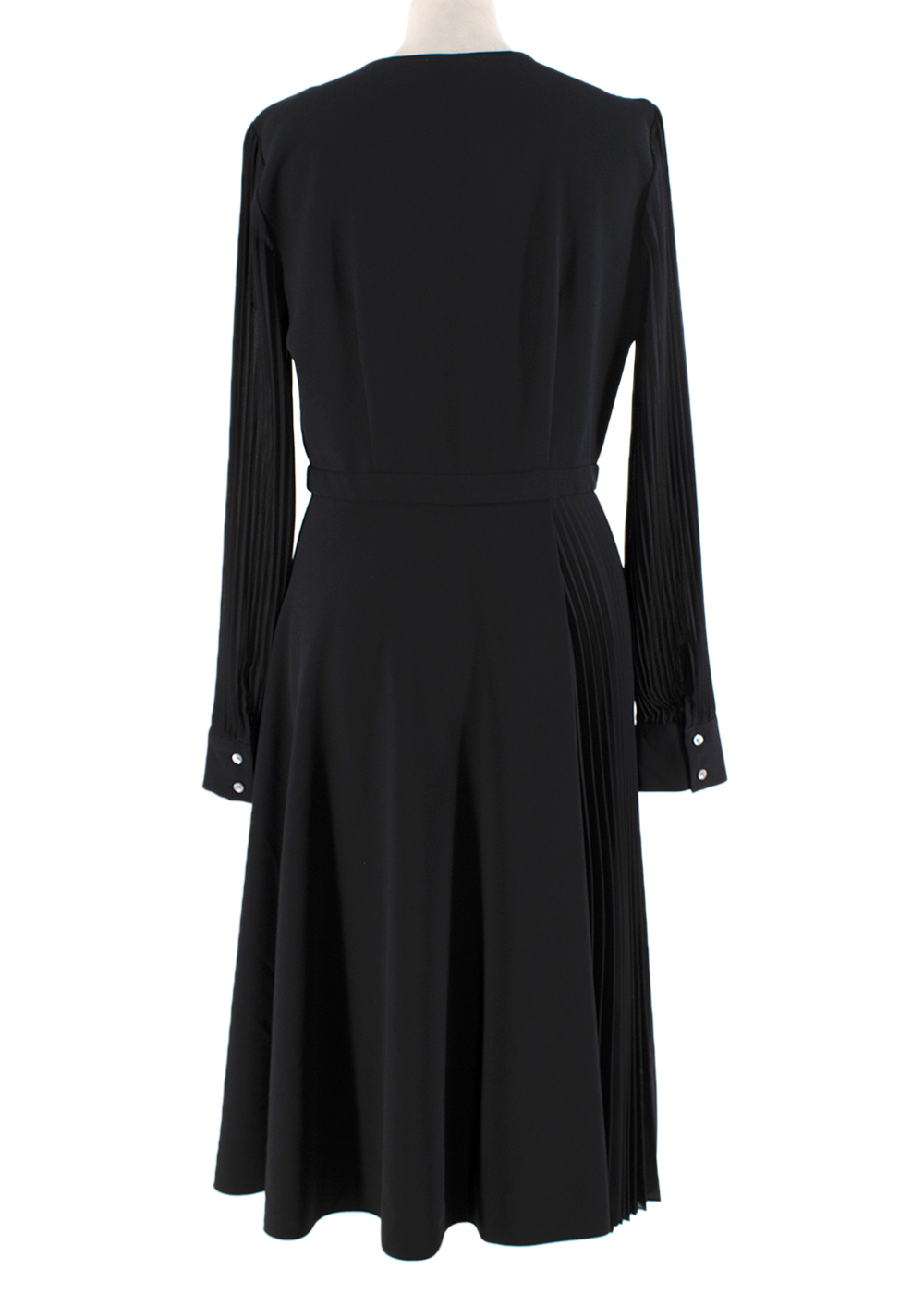 Beatrice B Black Crepe Pleated Dress Size S polyester