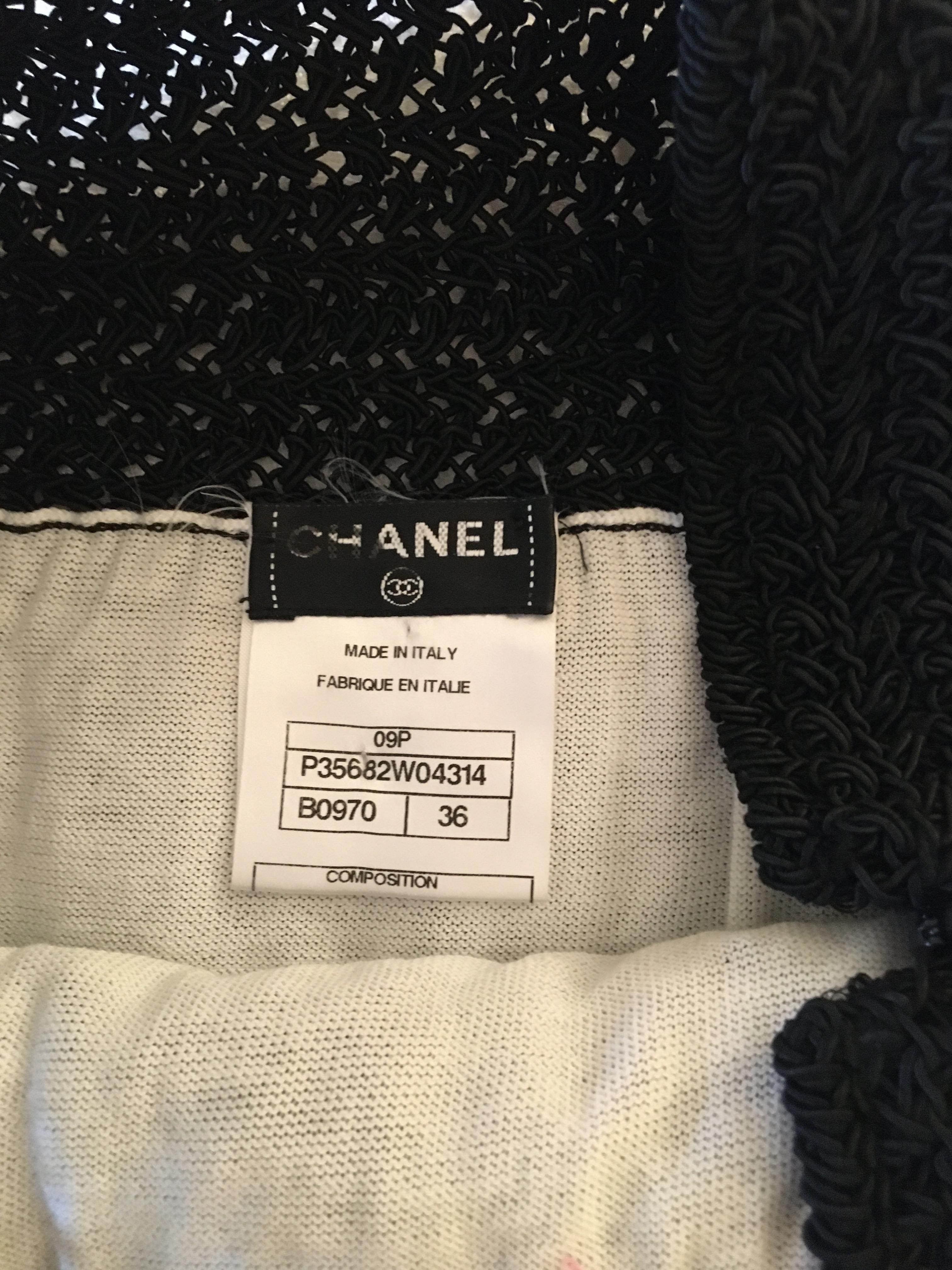 Preowned Chanel black ribbon weave skirt Size XS cotton