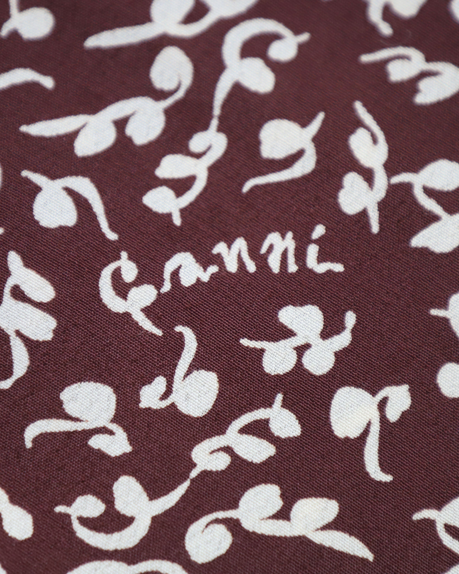 Preowned Ganni Foliage-Printed Brown Mini Dress Size 40 brown print cellulose fibre/viscose