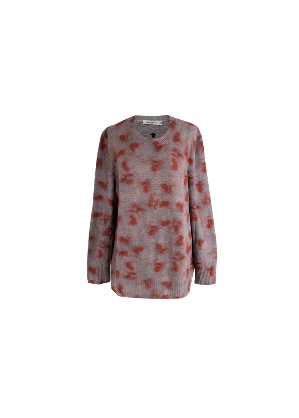 Dior Grey  Red Tie-Dye Cashmere Jumper Size S Red and Grey