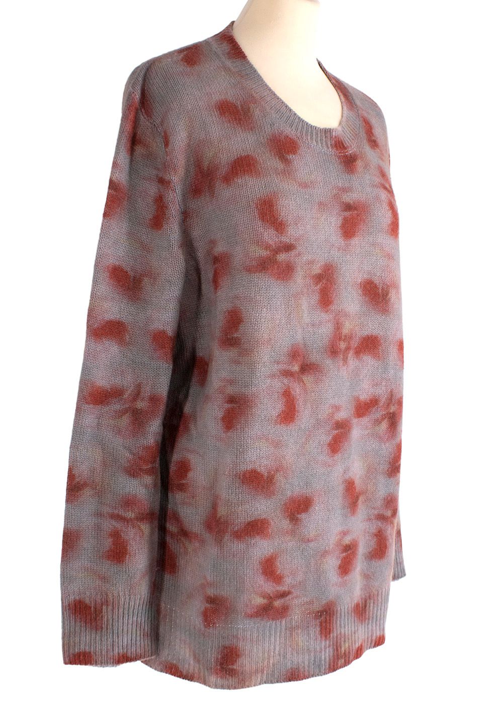 Dior Grey  Red Tie-Dye Cashmere Jumper Size S Red and Grey