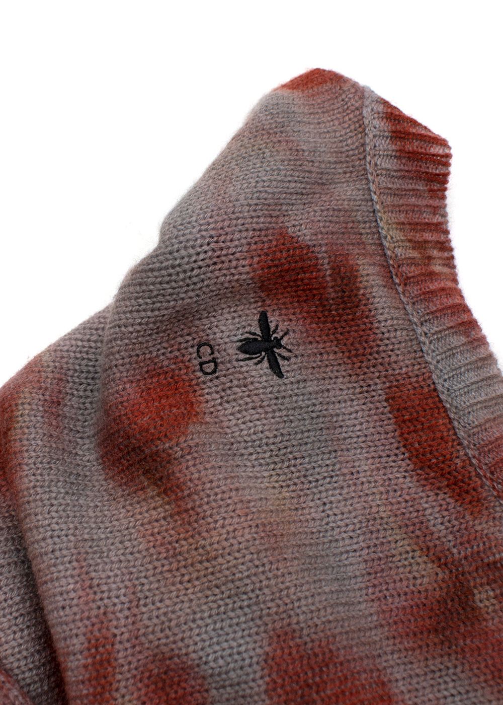 Dior Grey  Red Tie-Dye Cashmere Jumper Size S Red and Grey