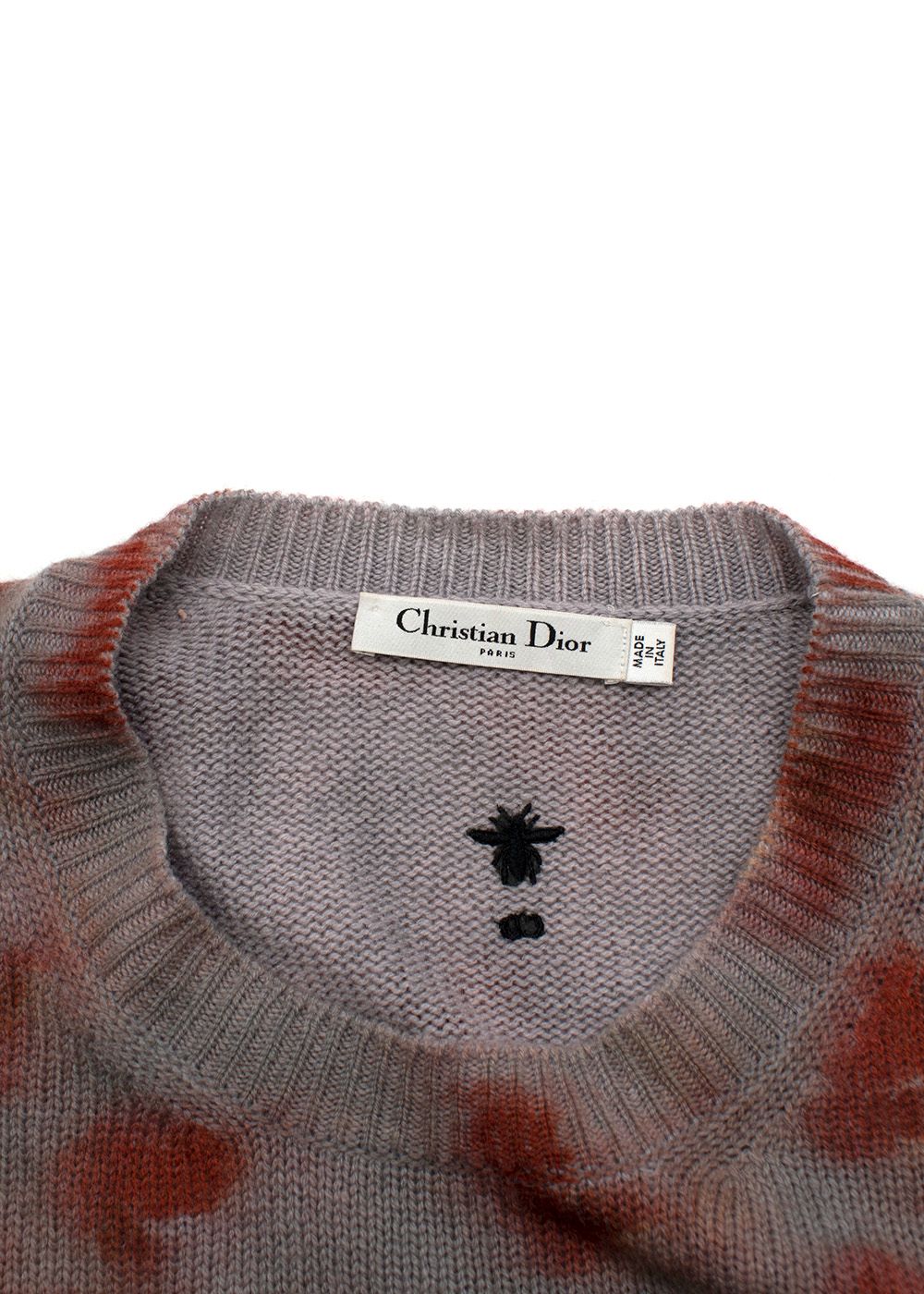 Dior Grey  Red Tie-Dye Cashmere Jumper Size S Red and Grey