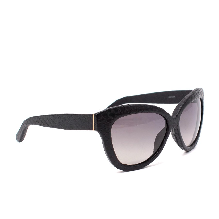 Preowned Linda Farrow Black Snakeskin Cat Eye Sunglasses acetate