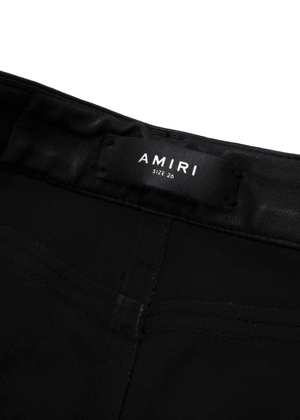 Preowned Amiri Combo Black Leather  Distressed Denim Jeans Size S Denim/Black cotton