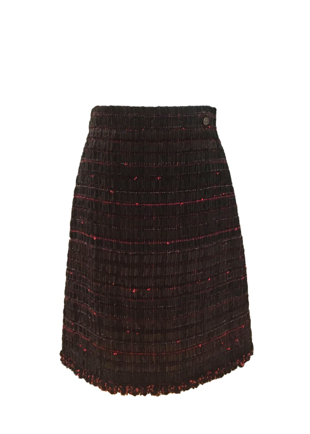 Preowned Chanel Multicoloured Tweed Skirt Size S brown, red, white mixed