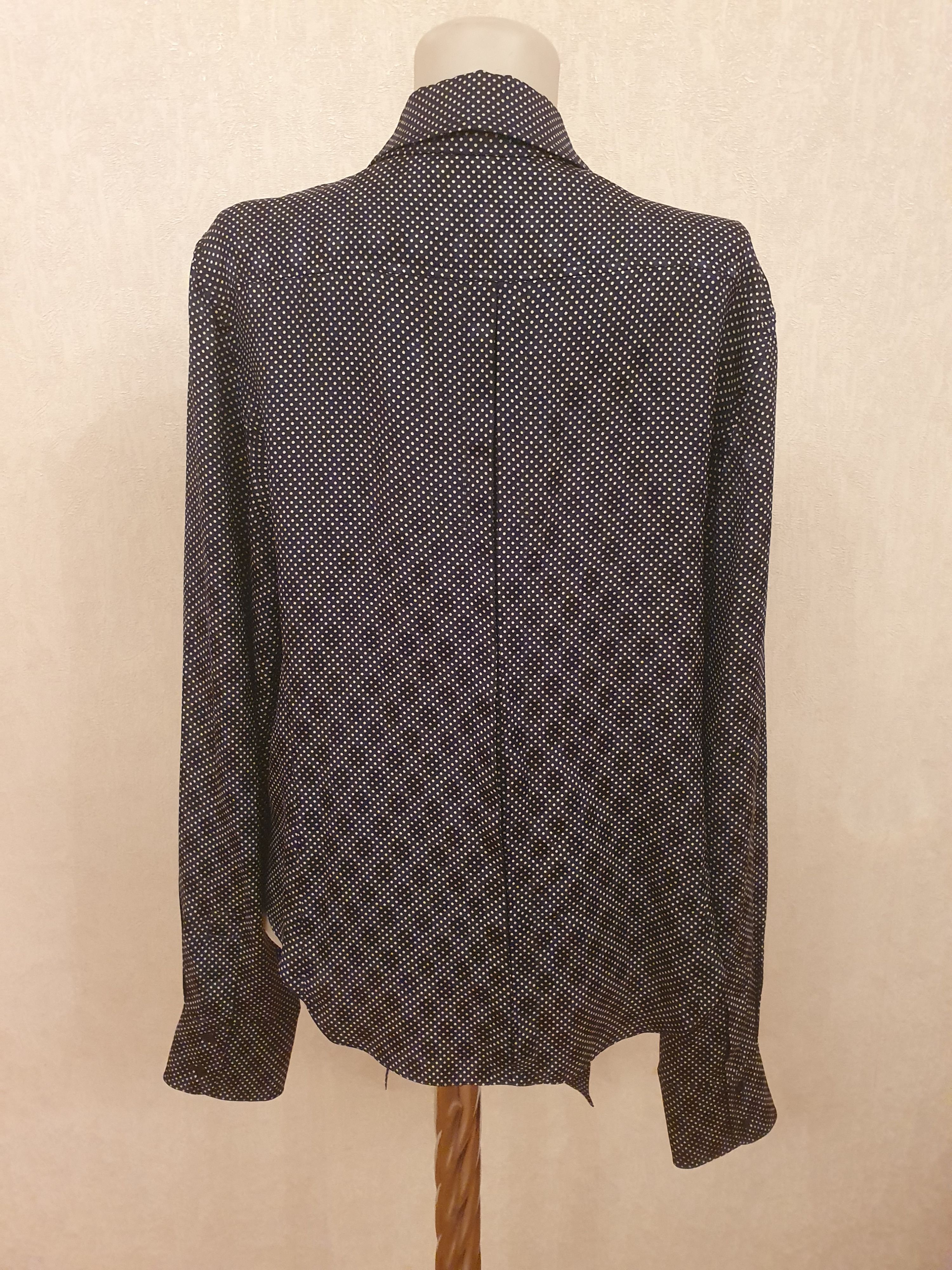 Preowned Chloe Black Silk Crepe Polka Dot Blouse Size L