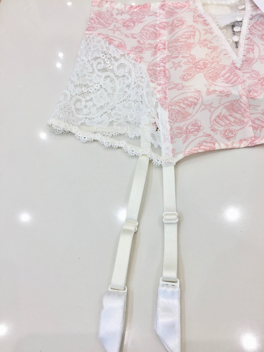 Aubade Leavers Lace Rose Waist Cincher Suspender Belt Size S Cream